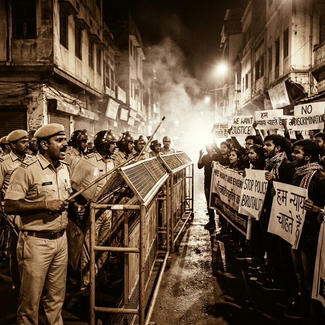 Police forces during India protest