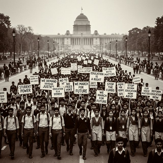 Students marching toward parliament